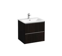 Ensemble Laufen PALACE Lavabo, meuble sous-lavabo, 2 tiroirs, 1 trou, poignées aluminium 600x545mm Orme Foncé