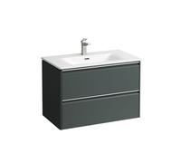 Ensemble Laufen PALACE Lavabo, meuble sous-lavabo, 2 tiroirs, 1 trou, poignées aluminium 800x545mm Gris Signalisation