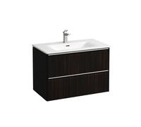 Ensemble Laufen PALACE Lavabo, meuble sous-lavabo, 2 tiroirs, 1 trou, poignées aluminium 800x545mm Orme Foncé