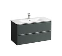 Ensemble Laufen PALACE Lavabo, meuble sous-lavabo, 2 tiroirs, 1 trou, poignées aluminium 985x530mm Gris Signalisation
