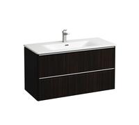 Ensemble Laufen PALACE Lavabo, meuble sous-lavabo, 2 tiroirs, 1 trou, poignées aluminium 985x530mm Orme Foncé