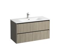 Ensemble Laufen PALACE Lavabo, meuble sous-lavabo, 2 tiroirs, 1 trou, poignées noir 985x530mm Orme Clair