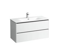 Ensemble Laufen PALACE Lavabo, meuble sous-lavabo, 2 tiroirs, 1 trou, poignées noir 985x530mm RAL