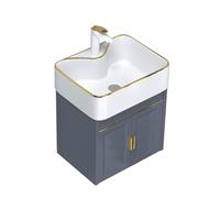 Ensemble lavabo d'angle de salle de bain avec miroir et robinet - Support mural peu encombrant pour restaurant, bar, café - Ensemble d'évier d'angle élégant pour petits espaces