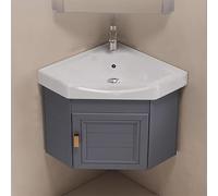 Ensemble lavabo d'angle de salle de bain - Ensemble d'armoires murales avec lavabo utilitaire monté sur le dessus et robinet chaud/froid pour petits espaces