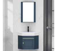 Ensemble lavabo de salle de bain avec lavabo mural en céramique et miroir, parfait pour les petits espaces, design peu encombrant pour la rénovation de la maison