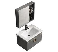 Ensemble Lavabo Mural avec Meuble Miroir - Meuble De Salle De Bain avec Vasque Et Rangement, Petite Taille pour Appartements Et Espaces Restreints(71x47x21cm)