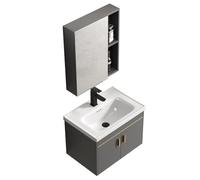 Ensemble Lavabo Mural avec Meuble Miroir - Meuble De Salle De Bain avec Vasque Et Rangement, Petite Taille pour Appartements Et Espaces Restreints(61x40x21cm)