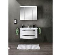 Ensemble lavabo Pelipal Série 4005 9.920.900.211 Laqué blanc polaire brillant/ Weiß Hochglanz Select , poignées chromé , 2 tiroirs, 92 cm