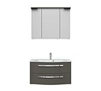 Ensemble lavabo Pelipal Série 4005 9.920.900.212 laqué gris pierre brillant/gris quartz brillant Select , poignée chromé , 92 cm