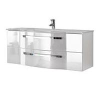 Ensemble lavabo Pelipal Série 4005 9.921.200.011 Laqué blanc polaire brillant/ Weiß Hochglanz Select , poignées chromé , 2 tiroirs, 115 x 48,2 x 48, 2000 cm