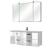 Ensemble lavabo Pelipal Série 4005 9.921.200.111 Laqué blanc polaire brillant/ Weiß Hochglanz Select , poignée chromé , 2 tiroirs, 120 cm