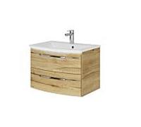 Pelipal Série 7045 ensemble lavabo SET-167-013 Chêne Halifax pores synchronisés, poignée chromée, 71 cm