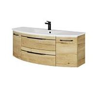 Ensemble lavabo Pelipal Série 7045 SET-167-073 Chêne Halifax pores synchronisés, poignées noires, 130 cm