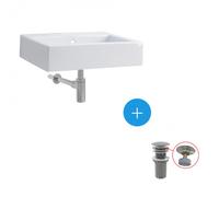 Ensemble Lavabo suspendu Twins 60x46cm + Bonde clic-clac + Siphon de lavabo, Chrome (L51160000-SET)