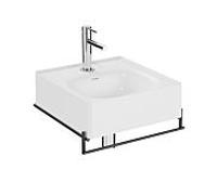 Ensemble lavabo VitrA Equal 64079 46,5 x 45,2 cm, blanc brillant, porte-serviettes en métal noir mat
