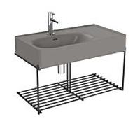Ensemble lavabo VitrA Equal 66055 avec vasque asymétrique de 80 cm, finition gris pierre mat VC, avec étagère en métal noir mat