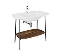 Ensemble lavabo VitrA Plural 64044 99,5 x 55 x 83,5 cm, avec étagère, noyer, laque blanche brillante
