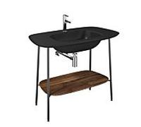 Ensemble lavabo VitrA Plural 64046 99,5 x 55 x 83,5 cm, avec étagère, noyer, noir mat