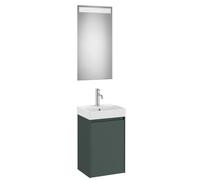 Ensemble lave-mains Meuble 1 porte et miroir avec éclairage LED Ona 40cm Vert Mat - Roca A851695513