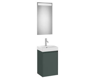 Ensemble lave-mains Meuble 1 porte et miroir avec éclairage LED Ona 40cm Vert Mat - Roca A851695513