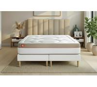 Ensemble LE COSY 180 x 200 cm double sommiers Blanc - 30cm - Mmoire de forme - Confort durable - Sommier Tapissier Blanc
