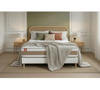 Ensemble LE DLICAT 160 x 200 cm sommier kit Blanc - 26cm - Ressorts ensachs et mmoire de forme - Technologie hybride, fabrication responsable. - Sommier kit Blanc
