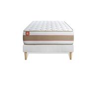 Ensemble LE DLICAT 90 x 190 cm sommier kit Blanc - 26cm - Ressorts ensachs et mmoire de forme - Technologie hybride, fabrication responsable. - Sommier kit Blanc