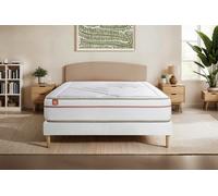 Ensemble LE PAISIBLE 200 x 200 cm sommier kit Blanc - 24cm - Mmoire de forme - Matriaux co-responsable - Sommier kit Blanc