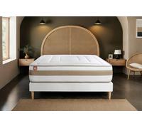 Ensemble LE RAFFIN 140 x 200 cm sommier kit Blanc - 26cm - Ressorts ensachs et mmoire de forme - Confort haut de gamme, impact rduit. - Sommier kit Blanc