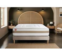 Ensemble LE RAFFIN 180 x 200 cm sommier kit Beige - 26cm - Ressorts ensachs et mmoire de forme - Confort haut de gamme, impact rduit. - Sommier kit Beige