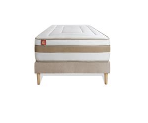 Ensemble LE RAFFIN 90 x 200 cm sommier kit Beige - 26cm - Ressorts ensachs et mmoire de forme - Confort haut de gamme, impact rduit. - Sommier kit Beige - Avec couette et oreillers