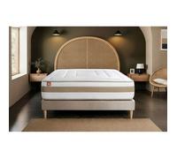 Ensemble LE RAFFINÉ 160x200cm Ressorts ensachés + Mémoire de forme BioVisco - Maxi épaisseur 26cm + sommier kit Beige