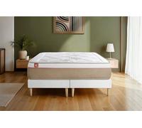 Ensemble LE SOYEUX 160 x 200 cm double sommiers Blanc - 24cm - Ressorts ensachs et mmoire de forme - Equilibr - Sommier Tapissier Blanc