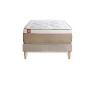 Ensemble LE SOYEUX 90 x 200 cm sommier kit Beige - 24cm - Ressorts ensachs et mmoire de forme - Equilibr - Sommier kit Beige - Avec couette et oreillers