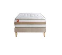 Ensemble LE TENDRE 90 x 190 cm sommier kit Beige - 28cm - Ressorts ensachs et mmoire de forme - Enveloppant - Sommier kit Beige - Avec couette et oreillers