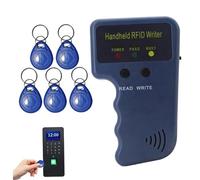 Ensemble Lecteur et graveur RFID 125 kHz, copieur de clé Portable avec 5 Porte-clés inscriptibles, duplicateur RFID Portable pour Cartes d'accès, étiquettes, contrôle d'entrée de Porte, Batterie