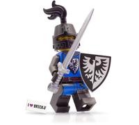 Ensemble Lego Black Falcon : chevalier avec épée, bouclier et casque - complément idéal pour château et kits médiévaux, figurine originale