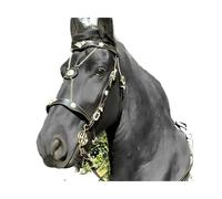 Ensemble licol de cheval et laisse en cuir synthétique ergonomique et confortable avec boucle en métal, équipement d'entraînement sans entrave (bleu clair)