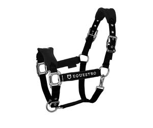 Ensemble licol en nylon et longe pour cheval en nylon Equestro Noir Full