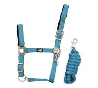 Ensemble licol en nylon et longe tressé pour cheval Supreme Bleu Cob