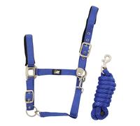 Ensemble licol en nylon et longe tressé pour cheval Supreme Bleu Full