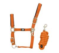 Ensemble licol en nylon et longe tressé pour cheval Supreme Orange Full