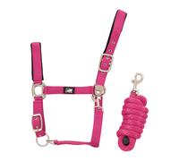 Ensemble licol en nylon et longe tressé pour cheval Supreme Rose Cob