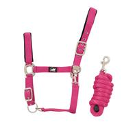 Ensemble licol en nylon et longe tressé pour cheval Supreme Rose Full