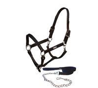 Ensemble licol et longe pour cheval en cuir et chaîne Equestrian Stockholm Bleu Poney