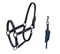 Ensemble licol et longe pour cheval en nylon Equestro X Fise Bleu Cob