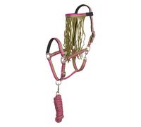 Ensemble licol nylon et longe d'attache pour cheval avec frontal anti-mouches Imperial Riding Vert Poney