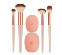 Ensemble limité de 6 pinceaux de maquillage multifonctionnels de la série Cherry de Real Techniques, un set de base plus lumineux, 4 pinceaux multifonctions pour le visage pour une base éclatante et 2
