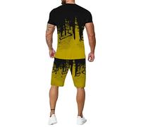 Ensemble Lin Homme- Ensemble Deux PièCes Loisirs Fitness éTé Course à Pied Impression Jet D'Encre 3D Grandes Tailles